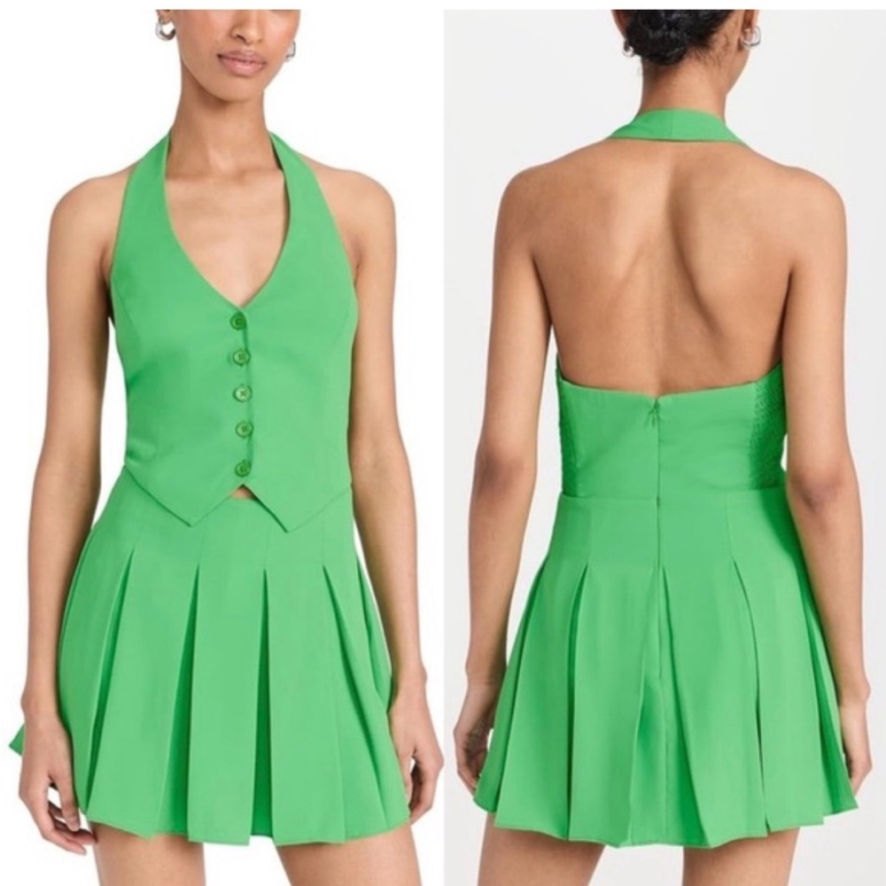 Amanda Uprichard Vibrant Green Halter Top romper
